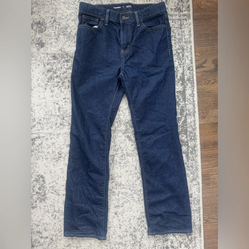 OLD NAVY STRAIGHT LEG built in flex adjustable waist JEANS dark wash
